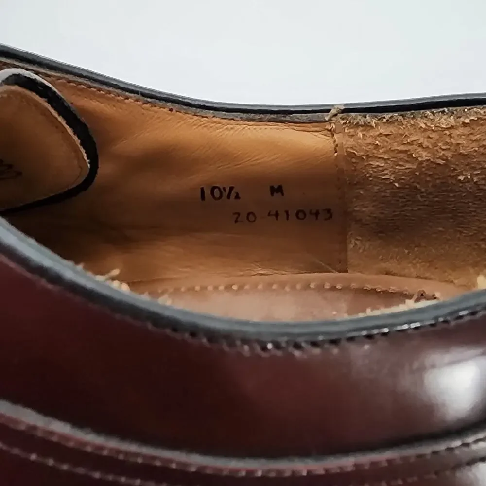 Johnston & Murphy Mens 10 Leather Cap-Toe Oxford Dress Shoes Burgundy Classic